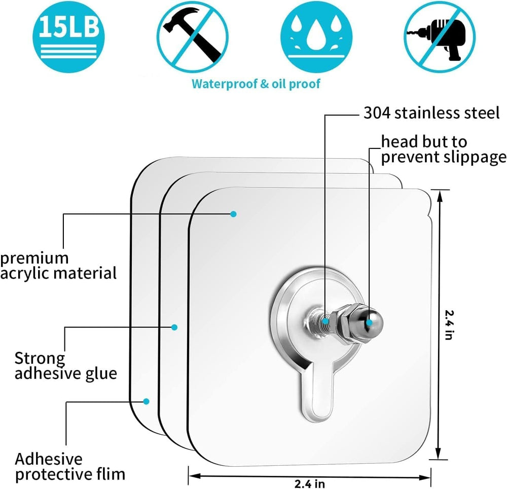 Nail Free Wall Screw Adhesive Non-Trace No Drilling Hook (Pack of 35)